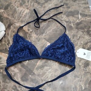 LOVE LOREN Authentic Lace Bikini Top NWT Royal Blue Size MED